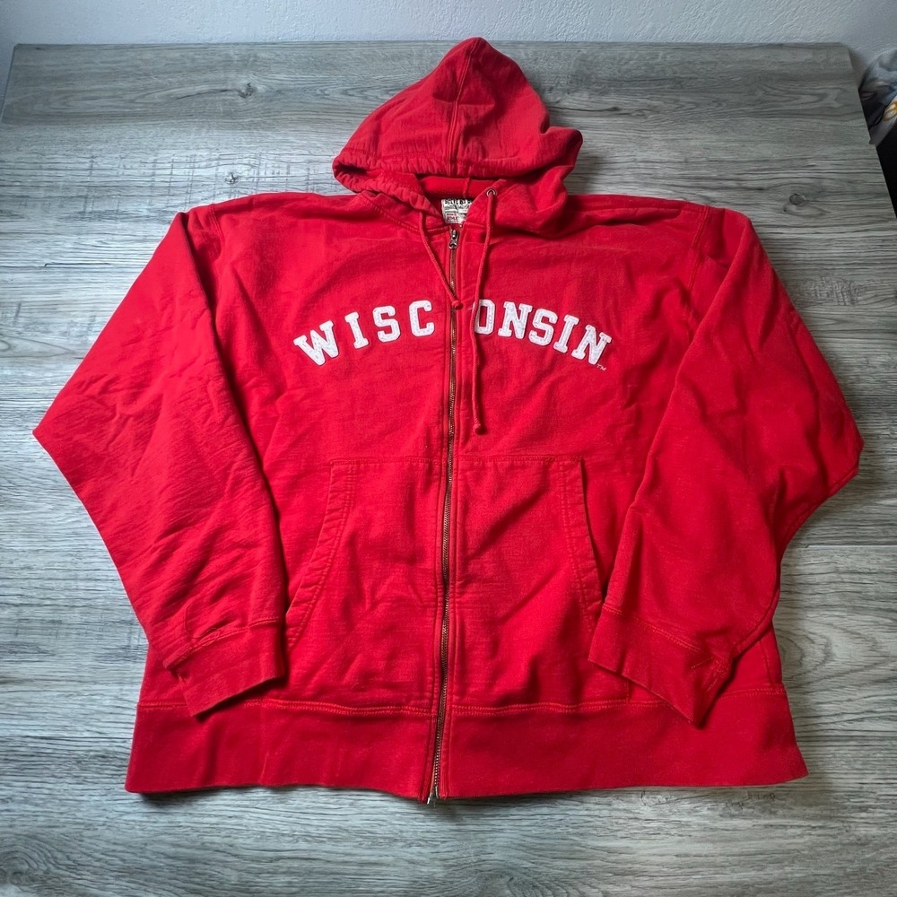 Steve and Barrys Wisconsin Hoodie Mens XL Red Zip Up Athletic Dept NCAA Badgers